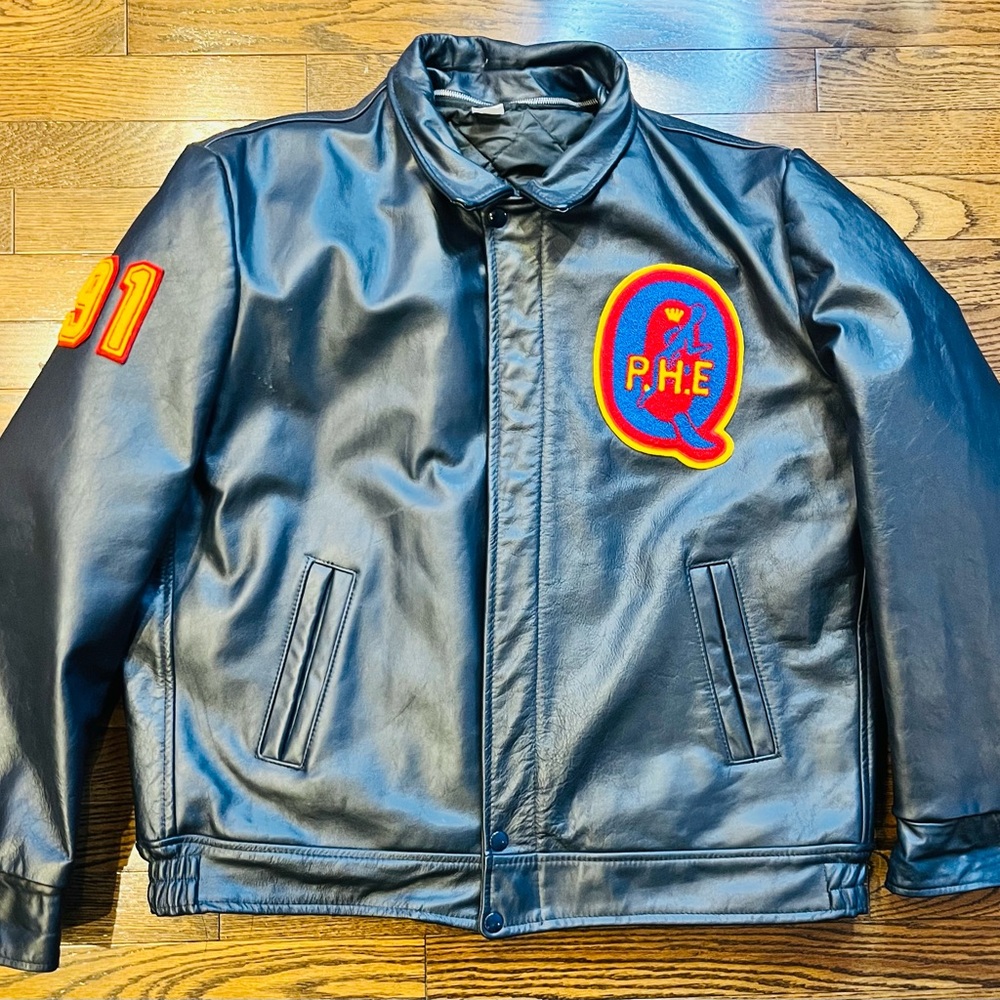 Vintage Astro Sportswear Leather Jacket Queen’s P.H.E Made in Canada
